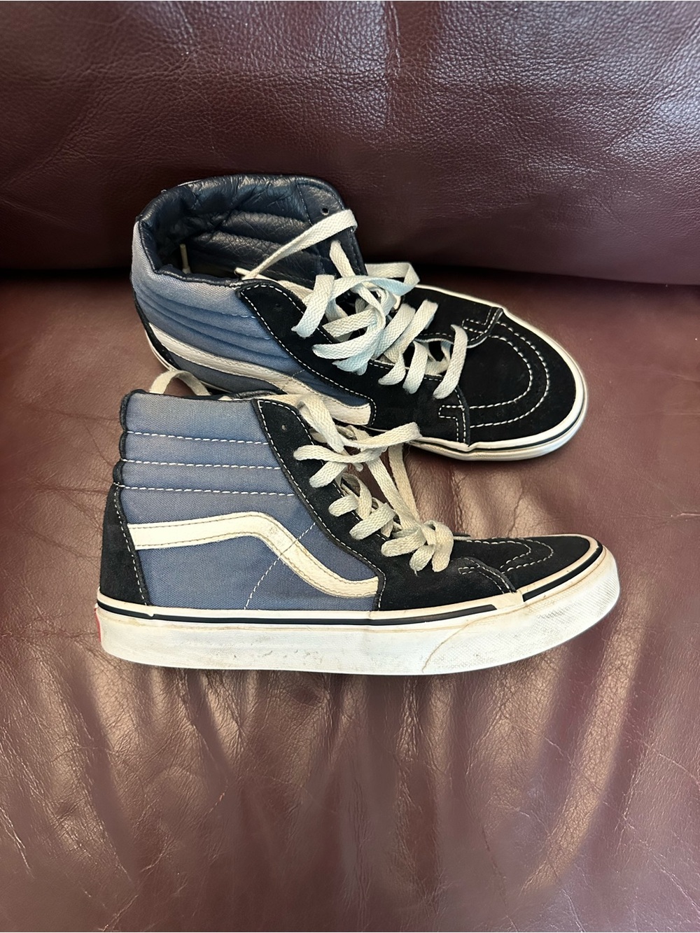 Vans Kids High-Top Sneakers Black and Blue with White Stripe